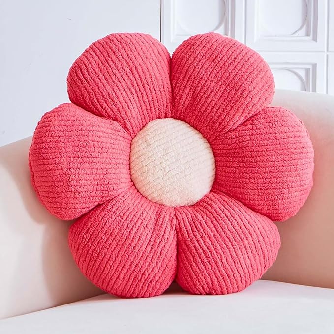 Flower Pillow, Peach Pink Flower Decorative Throw Pillows for Bed Couch, Cute Flower Shaped Plush Aesthetic Pillow, Soft 14.9" Daisy Pillow Floor Pillow Seat Cushion