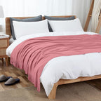 Vonty Dusty Pink Knitted Blanket with Tassels Fringe 50" x 60", Super Soft Knit Throw Blanket, Farmhouse Decorative Lightweight Blanket for Couch, Sofa, Bed