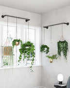 Plant Haning Rod, 2 Pack Hanging Planters for Indoor Plants with 3 Chains, Wall Plant Hanging Bar for Window Celling, 38.2 Inch, Metal Black, Pots Not Included