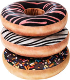 HYSEAS Round Throw Pillow 14 Inch Chocolate White Donut, 3D Digital Print Decorative Comfortable Soft Plush Funny Food Shaped Pillow Light Weight Seat Pad Cushion for Couch, Chair, Floor, Sofa