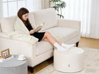 Large 22" Sturdy Ottoman Pouf for Living Room, Bedroom, Playroom, High Density Foam Filling Footrest, Side Table, Extra Seating Home College Dorm Décor Extra Firm (Beige)