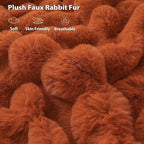 LIFEREVO Fluffy Faux Rabbit Fur Bubble Blanket, Plush Shaggy Waffle Throw for Couch Sofa, Cozy Comfy Furry Bed Blanket Adults Kids Teens Girls, Fuzzy Throw for Bedroom Living Room, 60x90, Burnt Orange