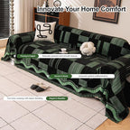 ROOMLIFE Ink Green Couch Cover Sofa Covers, Chenille Couches Covers for 3 Cushion Sofas, Non Slip Soft Breathable Sofa Slipcovers for Pet, Washable Furniture Protector with Tassel,71''X134”