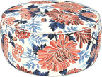 LVTXIII Indoor/Outdoor Inflatable Ottoman with Handle D21 x H9 Inch, Weather-Resistant Round Footstool Pouf for Patio Camping Living Room, Portable Footrest Extra Seating, Vibrant Blossom
