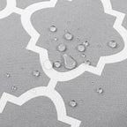 Outdoor/Indoor Inflatable Ottoman Pouf D20 xH9, All Weather Round Footstool with Foot Pump, Water Repellent Portable Footrest with Handle for Patio Garden Camping Travel-Grey Geometry
