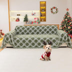 Reversible Couch Cover Blanket, Christmas Couch Cover, Chenille Sofa Cover Blanket, Christmas Sofa Covers Washable, 71"×118" Couch Covers for Recliner & Chair (1PC, Green, 2-3 Seater Sofas)