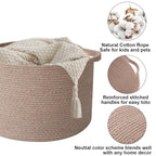 90L Large Blanket Basket,21.7"L x 21.7"W x 13.8"H Rope Woven Baskets with Handles, Toys Storage Bins,Laundry Basket Perfect for Living Room, Nursery,Bedroom,Home Organization,Brown