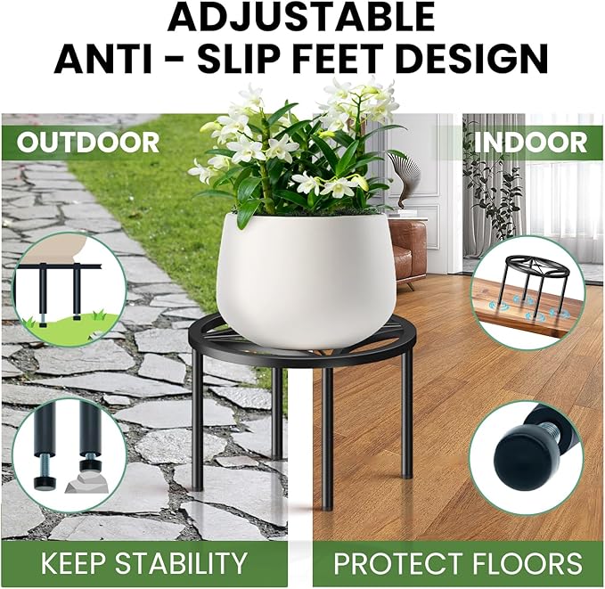 TOSKING 2-Pack Plant Stands - Heavy Duty Low Plant Stand, No Assembly Required Risers for Potted Plants Indoor and Outdoor, Ready to Use(10.24" Diameter)