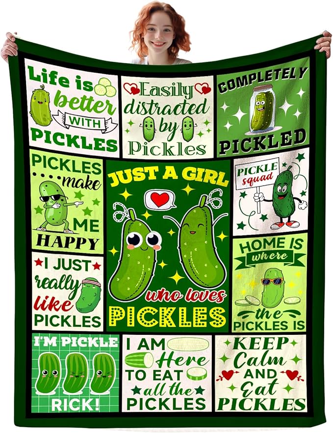 Pickle Blanket Funny Gift for Girl Women,Soft Flannel Pickles Merch Throw Blankets Best Pickle Lovers Present Birthday Gifts Pickles Stuff Blanket for Boys Kids Adults 50"x40"