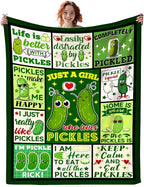 Pickle Blanket Funny Gift for Girl Women,Soft Flannel Pickles Merch Throw Blankets Best Pickle Lovers Present Birthday Gifts Pickles Stuff Blanket for Boys Kids Adults 80"x60"