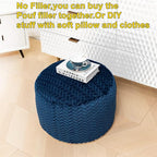 Asuprui Pouf Ottoman Unstuffed Ottoman Foot Rest Floor Pouf Round Pouf Seat Floor Bean Bag Chair Foldable Floor Chair Storage for Living Room Bedroom Navy Blue