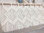 Macrame Doorway Curtains Wall Hanging Window Curtain Panels Closet Room Divider Boho Wedding Decor Backdrop Macrame Valance Boho Kitchen Valance (Ivory White, 33.4''W x 35.4''H)