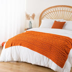 Battilo Burnt Orange Throw Blanket for Couch, 51" x 67", Soft Warm Cozy Chenille Knit Blanket Boho Halloween Blanket Fall Decor, Fall Throw Blanket for Bed, Sofa, Living Room
