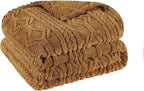 Superior Fleece Boho Jacquard Blanket, Decorative Blankets for Bedroom, Sofa, Fuzzy, Plush, Fluffy, Soft, Cute Room Decor, Beautiful Cover, Comfort Essentials, Arctic Collection, Throw, Camel