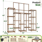 EnHomee Tall Plant Stand, 14 Tiers Indoor Plant Stand for Multiple Plants Pot, Wood Plants Shelves for Living Room, Patio, Balcony, Yard, Garden, 11.8''D×56''W×63''H