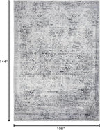 Area Rug 9×12, Large Vintage Boho Rug,Ultra-Soft Low Pile, Washable, Non Slip,Stain Resistant, Printed Carpet for Living Room Bedrooms Playroom Office Kitchen, Classic-Grey