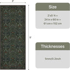 GENIMO Washable Floral Runner Rug 2x5, Non-Slip Long Hallway Carpet for Entryway, Kitchen, Indoor Floor Use, Vintage Boho Soft Thin Rug Décor, Dark Green