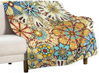Boho Floral Throw Blanket Vintage Colorful Flowers Bohemian Print Mandala Blanket for Sofa Bed Couch Chair Or Dorm 50"x60"