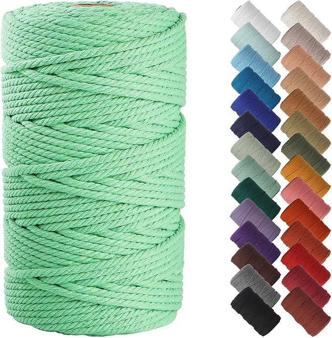 NOANTA Aqua Green Macrame Cord 4mm x 109yards, Colored Macrame Rope, Cotton Cord Macrame Yarn, Colorful Cotton Craft Cord for Wall Hanging, Plant Hangers, Crafts, Knitting