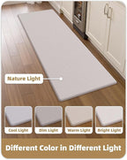 Color&Geometry Anti Fatigue Cushion Padded Kitchen Mat for Floor - 17x29+17x59,Easy Clean, Water & Oil Proof, Anti Slip, Foam Rubber Runner Rug for Front Sink Comfort Standing, Floral White Set of 2