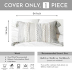 BlissBlush Gray Decorative Lumbar Pillow Cover 14x24, Boho Accent Throw Pillow Case for Couch Sofa Bed, Modern Farmhouse Textured Lumbar Cushion Bedroom Living Room, Cover ONLY