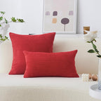 Home Brilliant Red Pillow Covers 18x18 Decorative Corduroy Plush Throw Pillows for Couch Holiday Wedding, Set of 2, Red