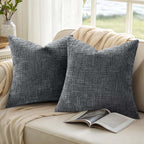 decorUhome Dark Grey Chenille Throw Pillow Covers 18x18 Set of 2 Textured Soft Cozy Slubby Couch Pillow Covers Modern Farmhouse Boho Decorative Pillow Cases for Bed Sofa Living Room