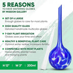Plant Watering Globes Set of 4 - Large Self Watering Globes for Indoor & Outdoor Plants - Multicolored, Automatic, Glass Watering Bulbs for Daily Use, Plant Watering Devices