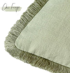 Foindtower Set of 2 Decorative Linen Fringe Lumbar Throw Pillow Covers Farmhouse Cushion Cover with Tassels Soft Accent Pillowcase for Couch Sofa Bed Living Room Home Decor,12×20 Inch,Light Sage Green