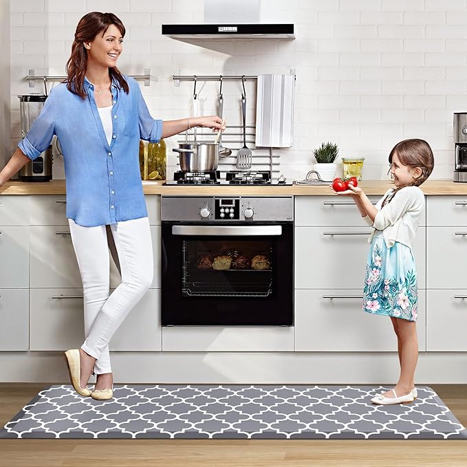 WISELIFE Anti Fatigue Floor Mat - 4/5 Inch Thick Kitchen Mat Non Slip Waterproof Heavy Duty Ergonomic Comfort Mat Durable for Home, Office, Sink, Laundry,(22" x 72", Grey)