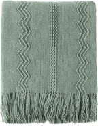 BATTILO HOME Sage Green Throw Blanket for Couch, Sage Green Decor, Knit Throw Blankets for Bed, Spring Throw Blanket Light Blue, 50"x60"