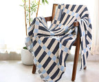 Folkulture Throw Blanket for Couch 50" x 60" |100% Recycled Cotton, Lightweight Throw Blanket for Chair, Couch, Sofa, Bed | Guest Room Must Haves Boho Blanket | Winter Blue