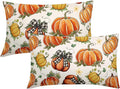 Kawani Fall Lumbar Pillow Covers 12X20 Inch Buffalo Plaid Polka Dot Pumpkins Leaves Decorative Pillow Cases Set of 2 Autumn Harvest Thanksgiving Farmhouse Throw Pillows for Cushion Sofa Couch Outdoor