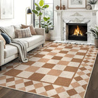 GarveeHome Washable Easy Jute Rug 9x12 Rugs for Living Room Checkered Indoor Outdoor Rug for Patio Non-Slip No Shed Jute Rugs Geometric Carpet for Farmhouse Dining Room Backyard Office, Brown