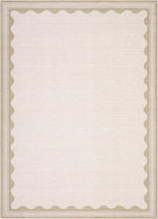 GarveeHome Scalloped 4x6 Rug Non-Slip Washable Low-Pile Carpet - Solid Beige Modern Rugs for Bedroom Living Room Nursery Kitchen Entryway Indoor Mat with Rubber Back