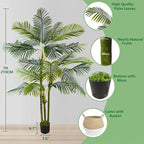 Artificial Palm Tree, 7ft Fake Areca Palm Plant with Basket, Large Faux Phoenix Palm UV Resistant Plants for Indoor Outdoor Home Garden Patio Office Décor