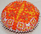 CRAFT KALA 22" Mandala Meditation Floor Pillows Cover Pouf Cover Round Seating Bohemian Mandala Cotton Floor Cushion Cover Outdoor Fireplace Seating Living Room Yoga Room Home Décor (Orange Flower)