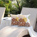 DFXSZ Brown and Yellow Floral Pillow Covers 18x18 Set of 2 Outdoor Waterproof Decorative Throw Pillows Summer Pillow Covers Polyester Cushion Case Decor for Couch Patio Funiture Garden Porch 011E18