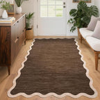 GarveeHome Scalloped Area Rug 4x6 Washable Rug Modern Traditional Floor Cover Foldable Soft Retro Entryway Rug Indoor Distressed Non Slip Carpet Floral Print Mat Bedroom Living Room Bathroom, 4'x6'