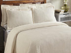 Better Trends Chenille Bedspreads Twin Size, Ivory 100% Cotton Chenille Stripe Design Tufted Bedding Coverlet Soft Lightweight, 96"x110" with 1 PC Sham 2 Pieces Set Jullian Collection