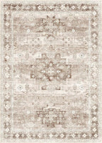 Washable Farmhouse Living Room Rug, 9x12 Area Rugs for Bedroom, Dining Room Under Table Carpet, Kids Room, Large Boho Vintage Non-Slip Floral Rugs Low Pile Stain Resistant (9x12 Beige/Latte)
