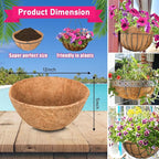 Riare 6 Pack 12 Inch Round Coco Liners Replacement, 100% Natural Coconut Coir Liners for Hanging Baskets, Garden Flower Vegetables Planter Pot, Window Box, Fence, Decks