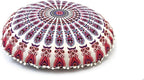 Round Mandala Floor Pillow Cover Seating Cushion Throw Cover Hippie Decorative Bohemian Ottoman Pouf Cover, Pom Pom Pillow Cases,Boho Indian 22 Inches (Pink)
