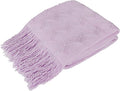 PAVILIA Lavender Purple Knit Throw Blanket for Couch, Twin Bed, Soft Knitted Farmhouse Sofa Throw for Living Room, Lightweight Decorative Summer Blanket for Chair, Outdoor Textured Boho Blanket, 60x80