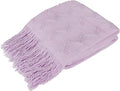 PAVILIA Lavender Purple Knit Throw Blanket for Couch Bed, Soft Knitted Farmhouse Sofa Throw for Living Room, Lightweight Decorative Summer Throw Blanket for Chair, Outdoor Textured Boho Blanket, 50x60