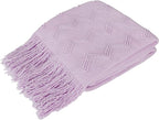 PAVILIA Lavender Purple Knit Throw Blanket for Couch Bed, Soft Knitted Farmhouse Sofa Throw for Living Room, Lightweight Decorative Summer Throw Blanket for Chair, Outdoor Textured Boho Blanket, 50x60
