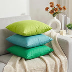 4-Pack 100% Cotton Comfortable Solid Decorative Throw Pillow Case,Thmyo Square Cushion Cover Pillowcase Sublimation Blank Pillow Covers DIY Throw Pillowcase for Sofa(16x16 inch/ 40x40cm,Bright Green)