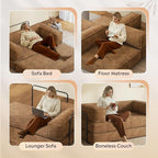 WLIVE 71'' Futon Sofa Bed, Convertible Sleeper Sofa, Folding Pull Out Couch Boneless Mattress with Fixed Frame, Corduroy, Brown