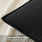 MIULEE Decorative Linen Pillow Covers 18x18 Inch Black Boho Farmhouse Neutral Couch Throw Pillows for Halloween Bed Pack of 2 Accent Modern Pillowcase Sofa Livingroom Home Decor