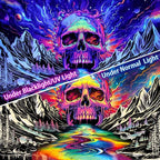 Lahasbja Blacklight Skull Tapestry UV Reactive Galaxy Mountain Planet Tapestries Magic Neon River Wall Hanging Aesthetic Skeleton Wall Decor Forest Trees Landscape Backdrop for Living Room